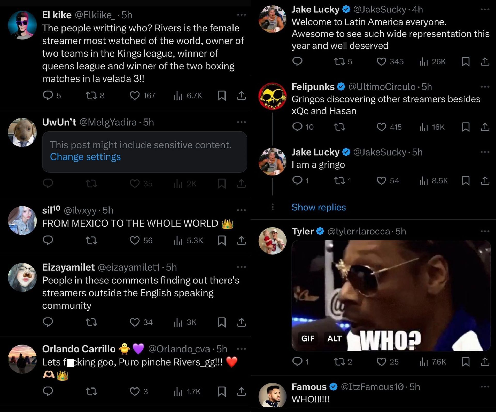 Fans react to the Streamer of the Year winner. (Image via X/@JakeSucky)
