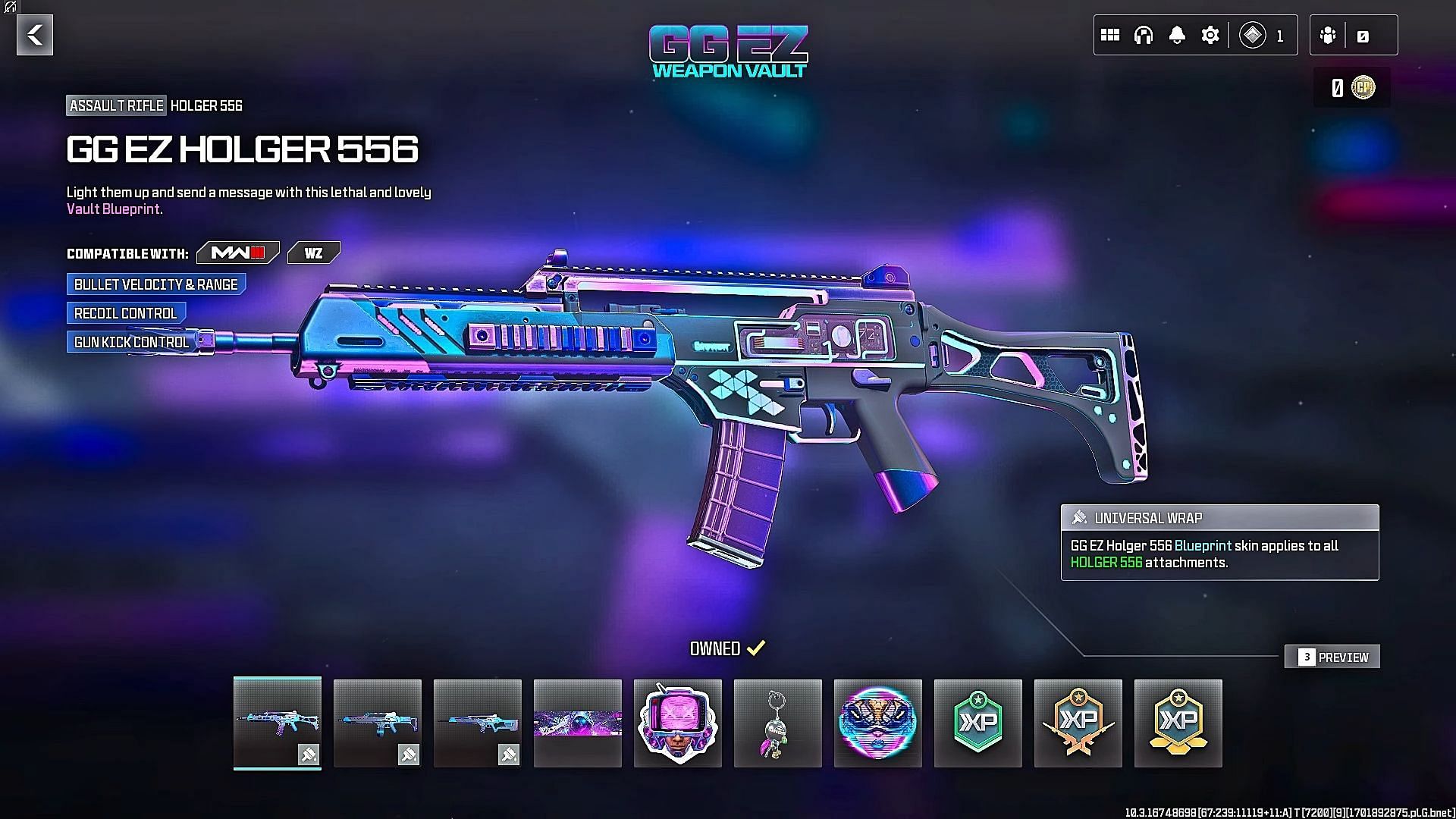 Holger 556 weapon blueprint in GG EZ Weapon Vault bundle (Image via Activision and YouTube.com/@ AustinSixx6)