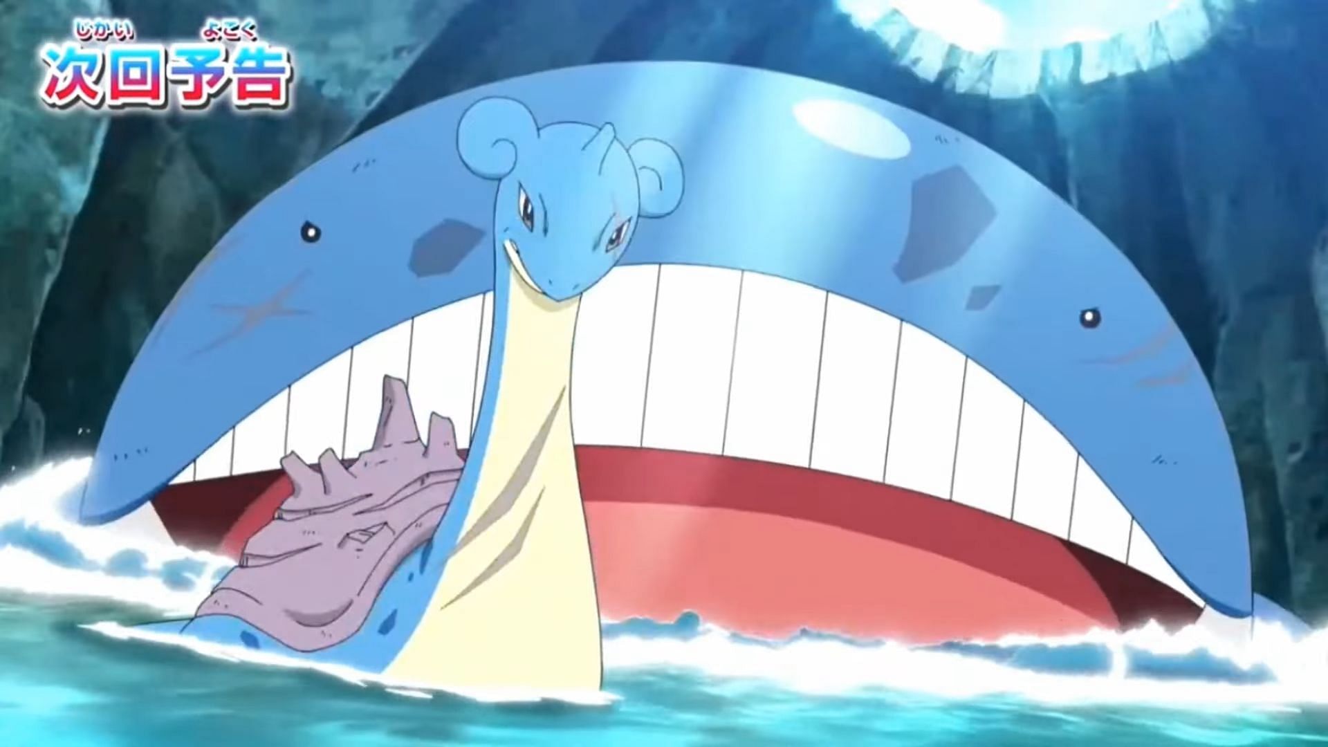 Lapras and its comrades don&#039;t seem particularly friendly in Pokemon Horizons Episode 32. (Image via The Pokemon Company)
