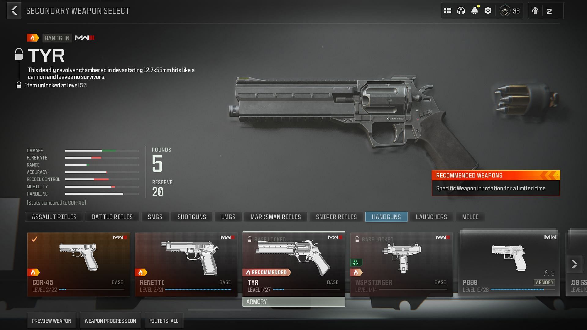 TYR Handgun (Image via Activision)