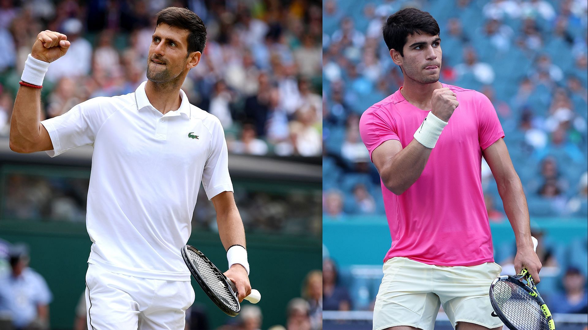 Novak Djokovic (left) and Carlos Alcaraz