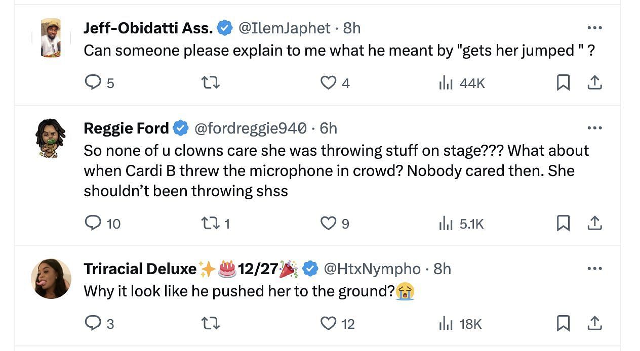 Social media users slam the rapper for pushing the woman during an event (Image via Twitter)