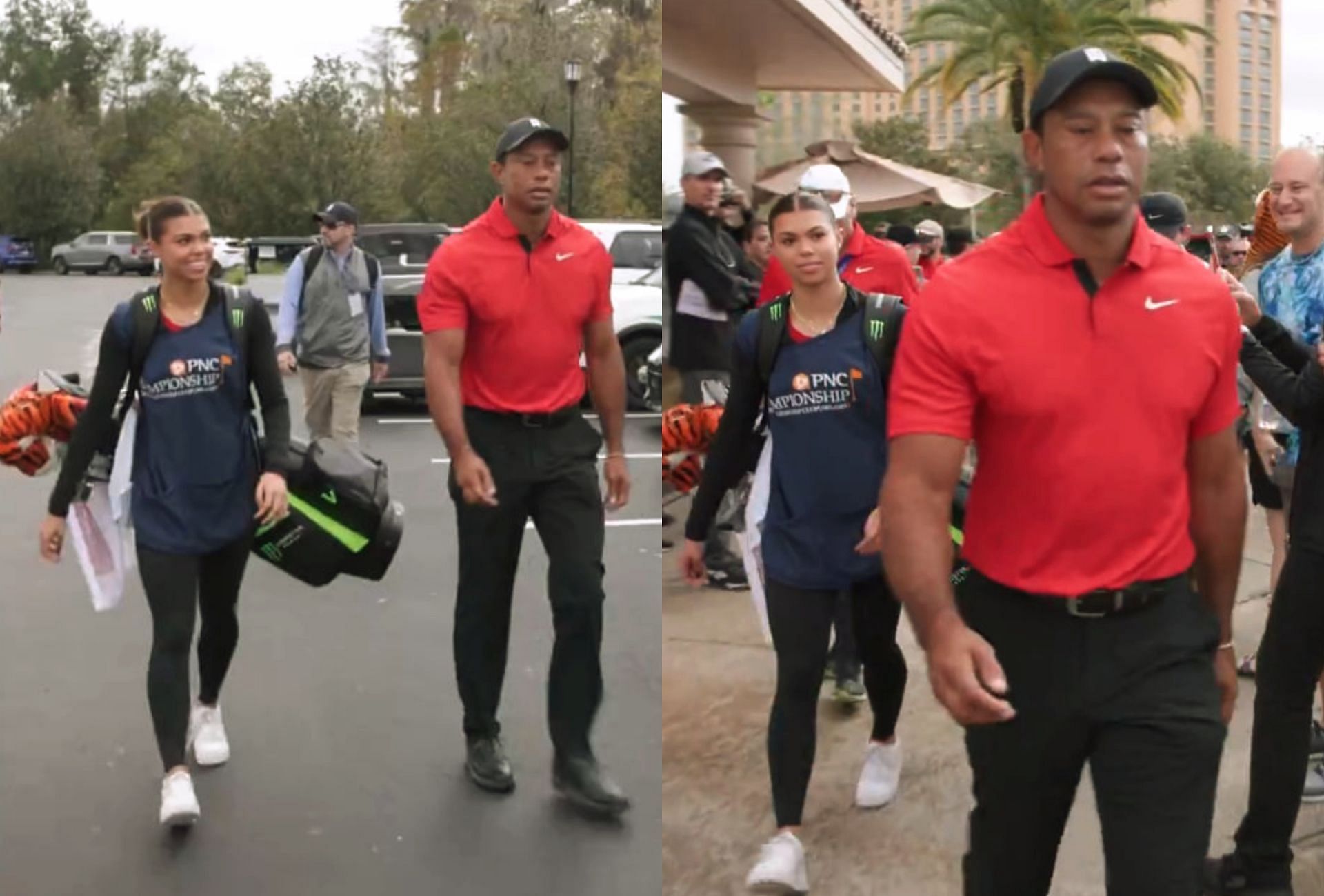 Tiger Woods and daugghter / caddie Sam, 2023 PNC Championship (Image via X @PGATOUR).