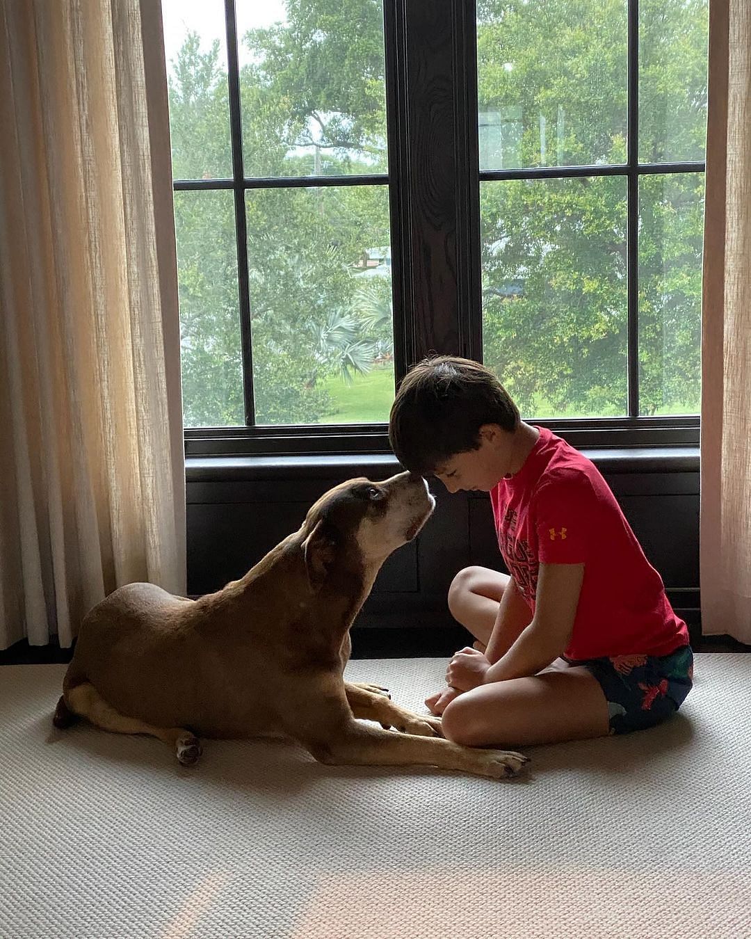 Bundchen and Brady&#039;s son Benjamin with Lua. (Gisele Bundchen/IG)