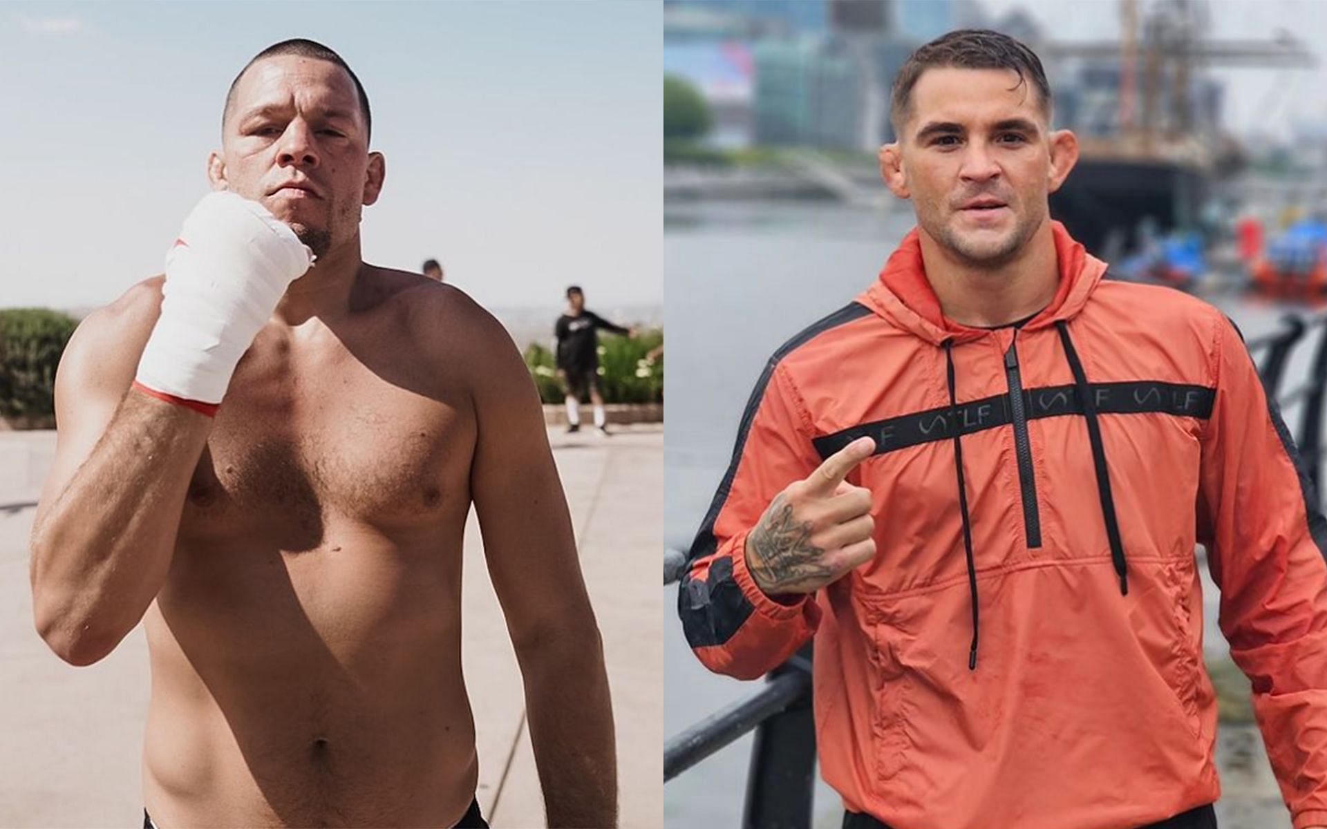 Nate Diaz (left) and Dustin Poirier