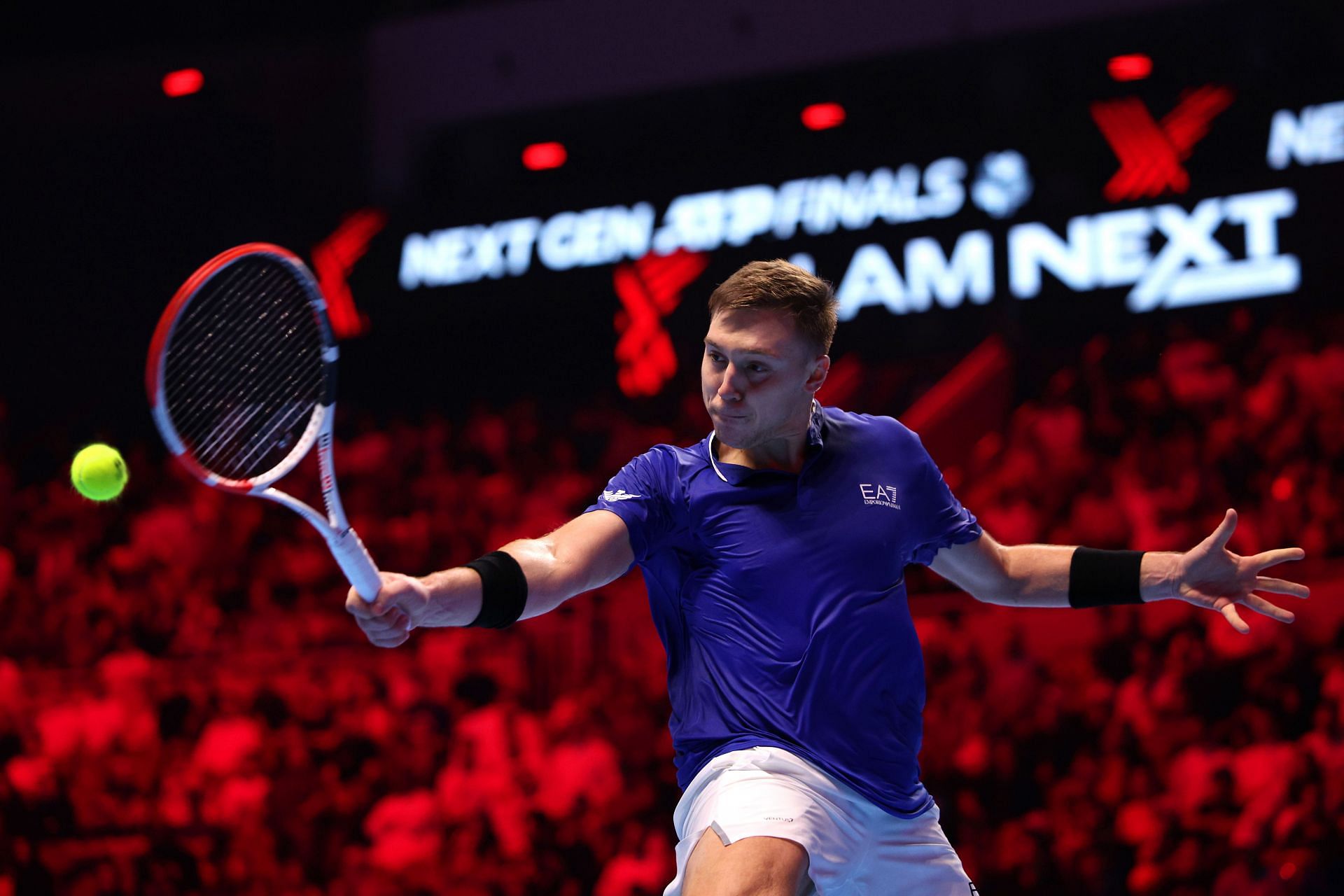 Hamad Medjedovic in action at the Next Gen ATP Finals in Jeddah