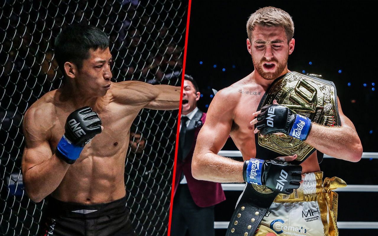 Hiroki Akimoto (L) is eyeing a showdown with Jonathan Haggerty (R) to reclaim the ONE bantamweight kickboxing world title. -- Photo by ONE Championship