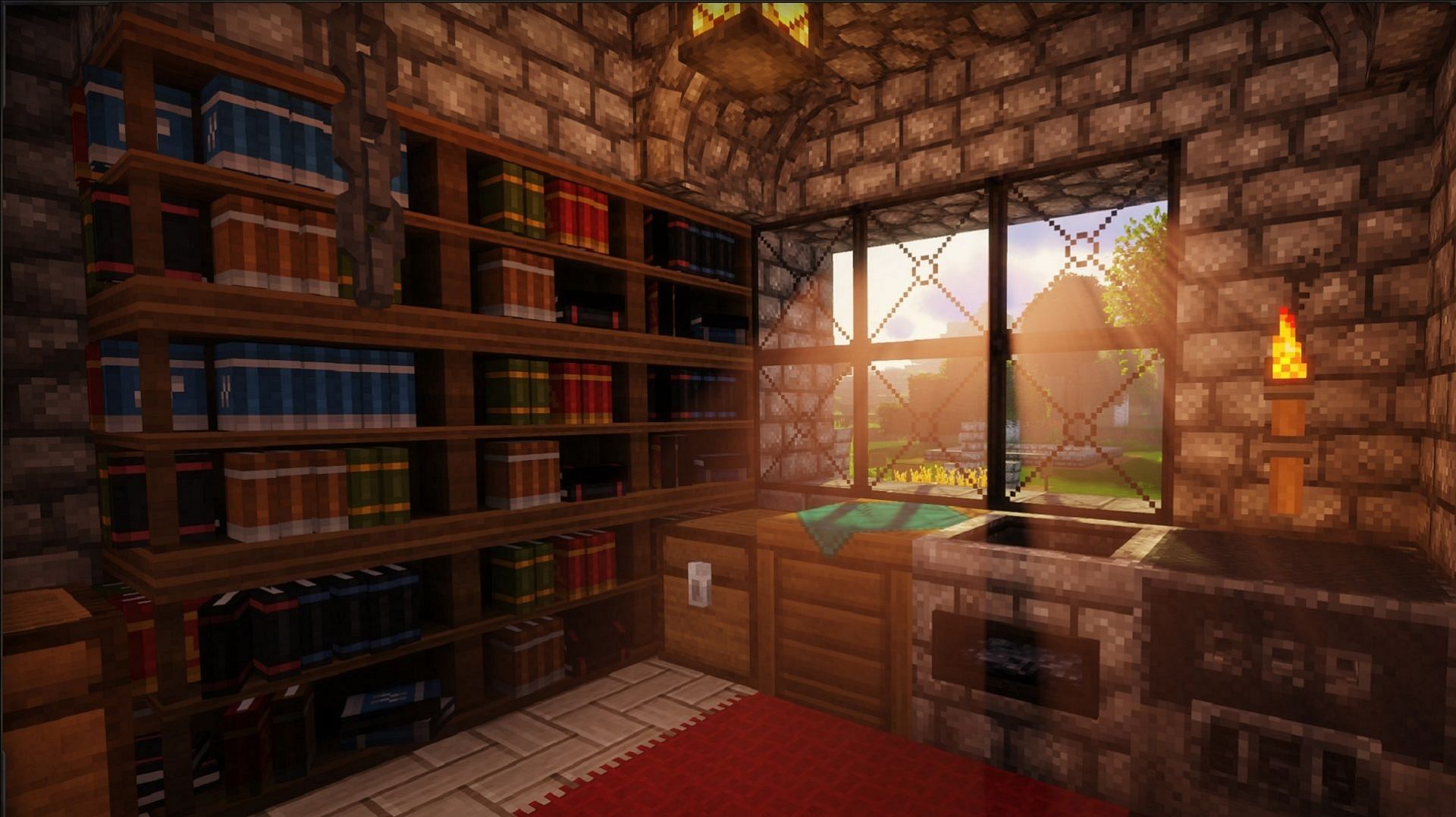 Alacrity&#039;s 3D Minecraft textures&#039; volume and depth are accentuated by shaders (Image via Satellence/CurseForge)