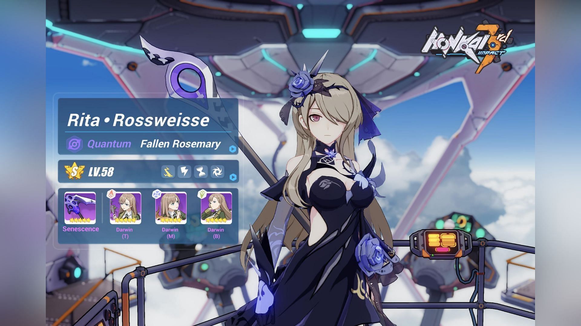 Rita Rossweisse in Fallen Rosemary Battlesuit in Honkai Impact 3rd. (Image via miHoYo)