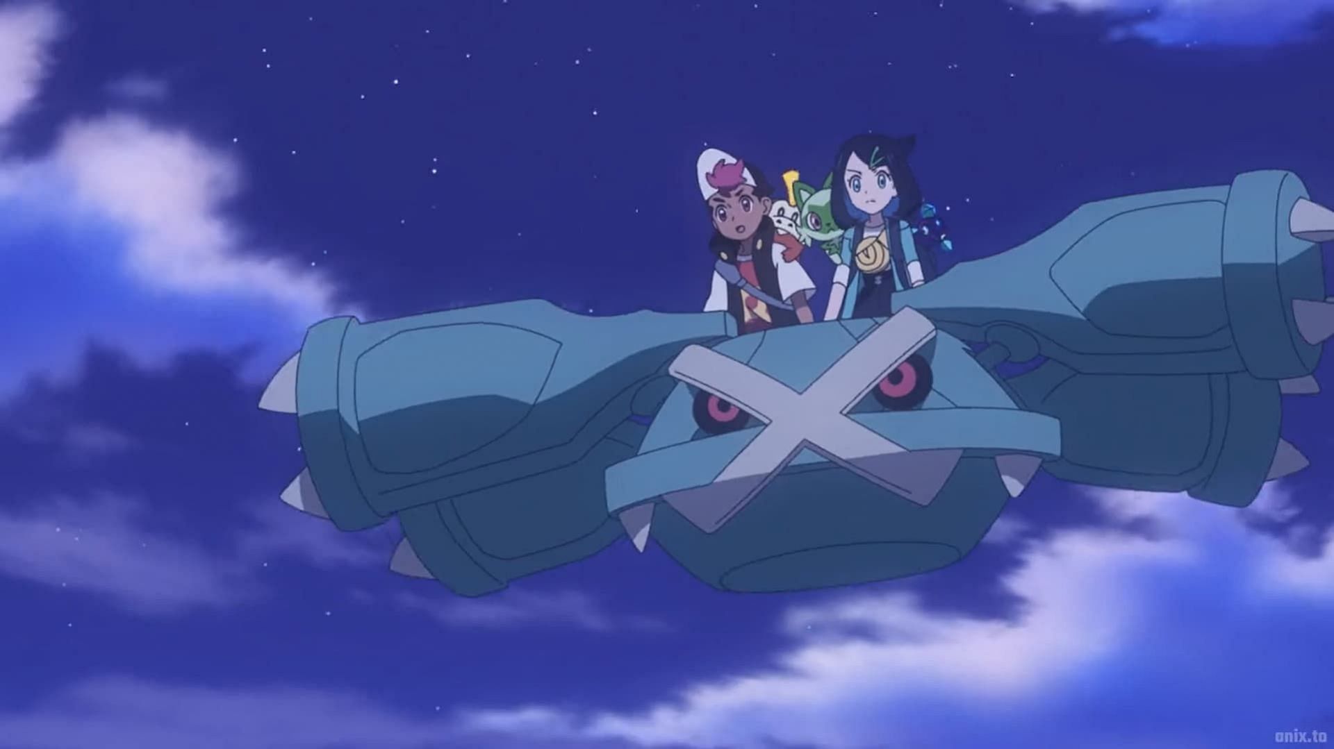 Metagross levitating in the anime. (Image via The Pokemon Company)