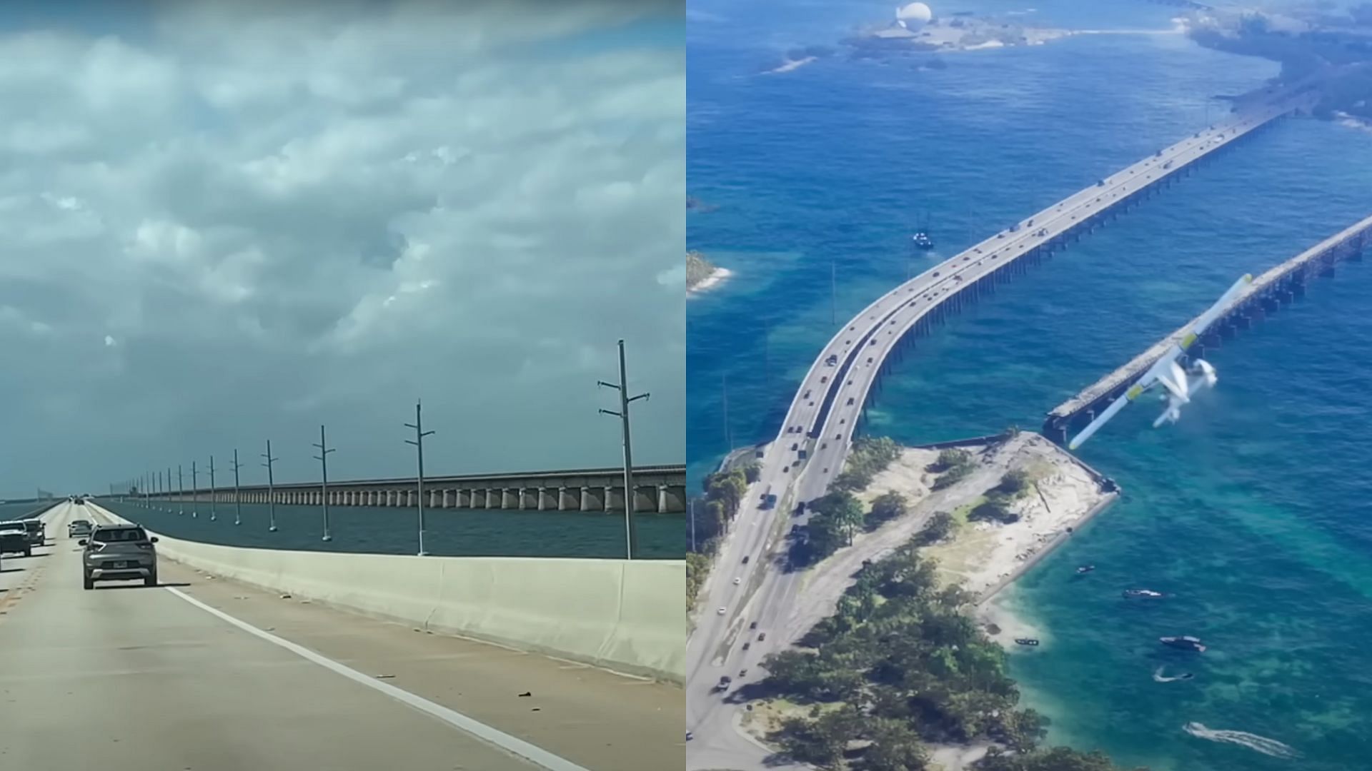 The Florida Keys area as seen in the trailer. (Images via YouTube/@JoelFrancoVlogs, Rockstar Games)