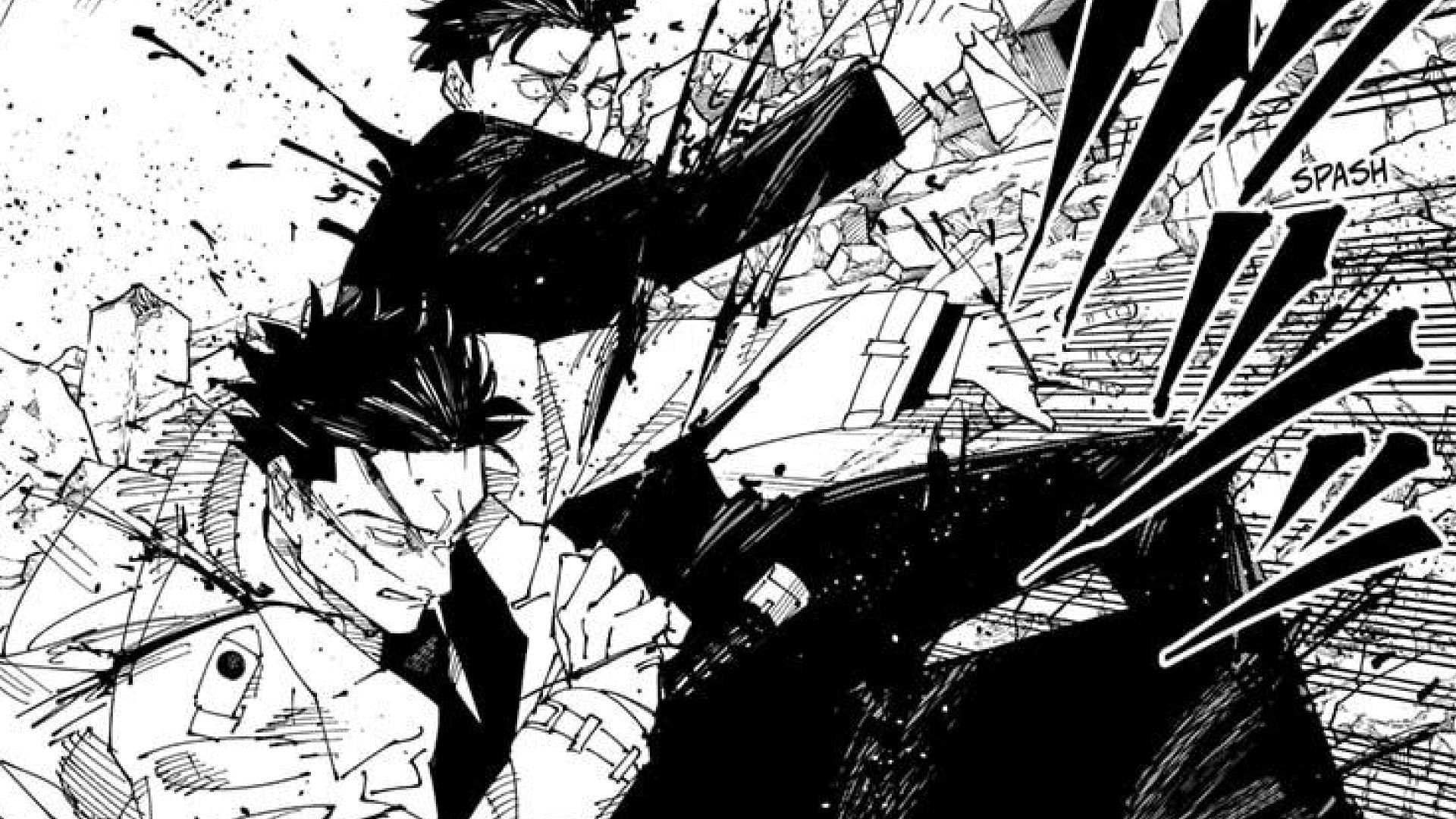 Kusakabe saving Hiromi from Sukuna&#039;s slashes (Image via Akutami Gege/Shueisha)