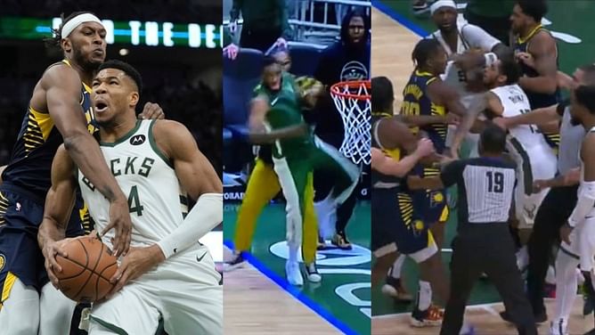 Watch: Thanasis Antetokounmpo and Bobby Portis have to be held back after hard foul on Giannis Antetokounmpo