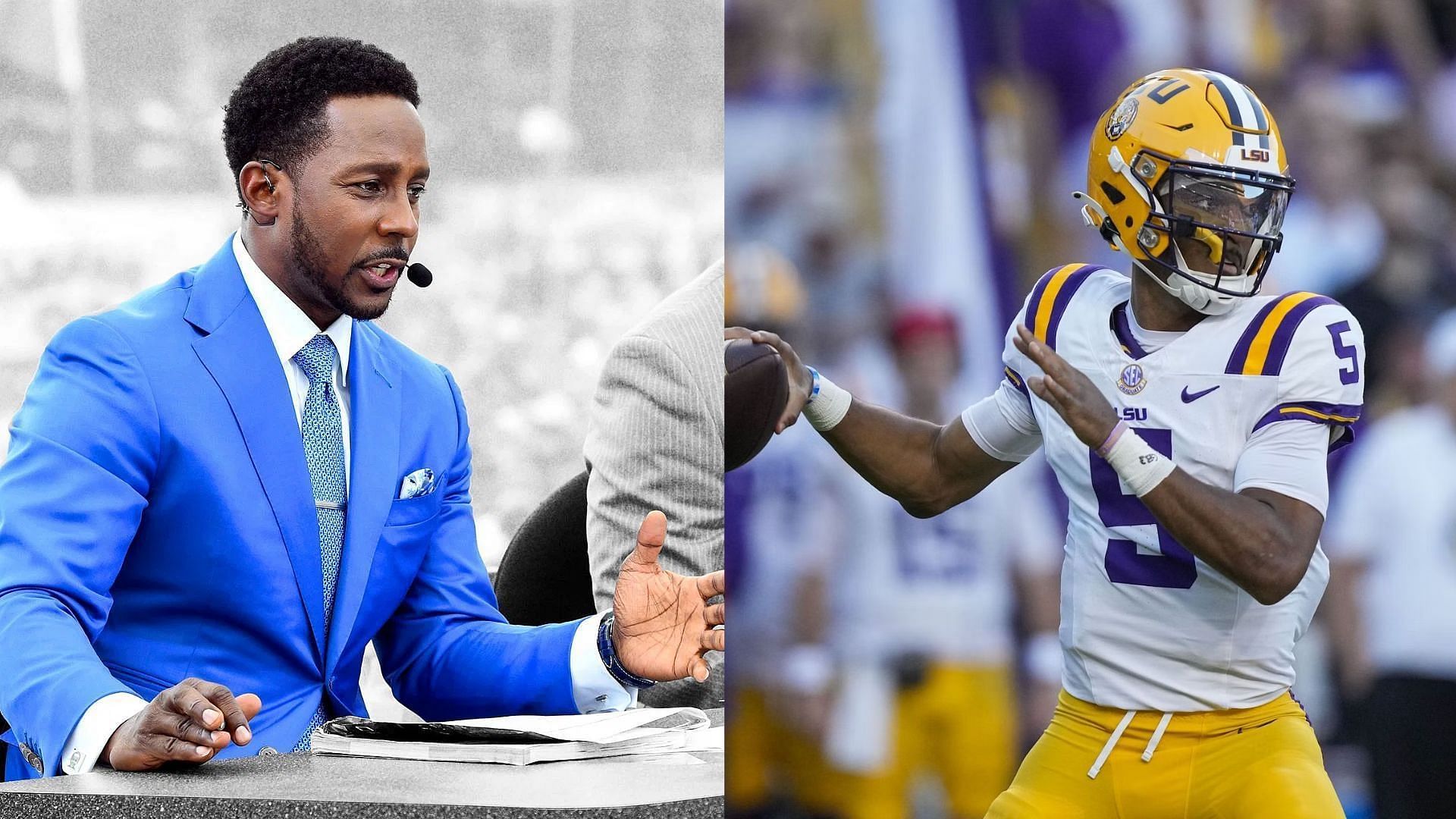 Analyst Desmond Howard and LSU QB, Jayden Daniels