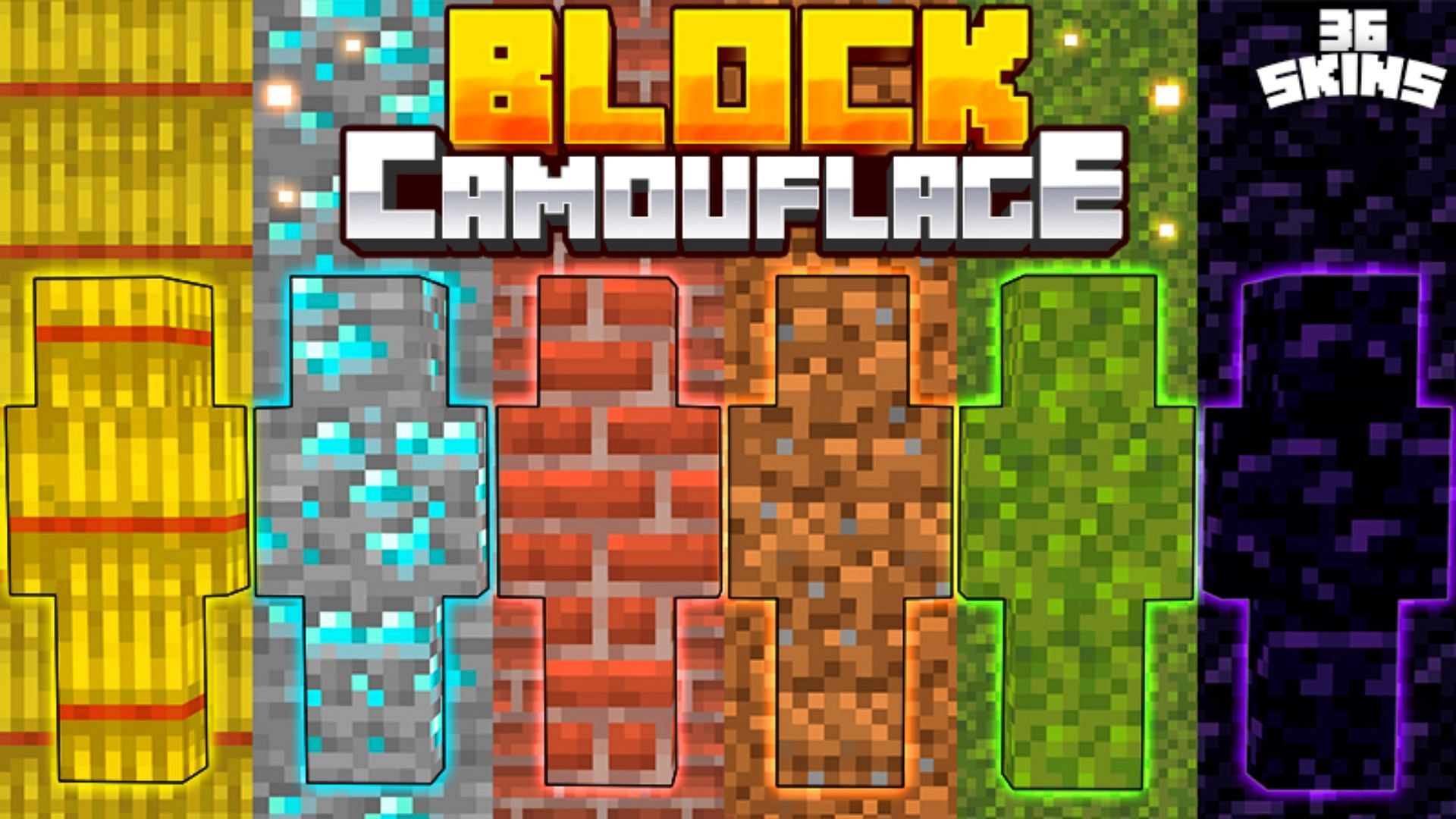 Le pack de skins Block Camouflage permet aux joueurs de ressembler à certaines textures de blocs et de se cacher à la vue de Minecraft.  (Image via Mojang)