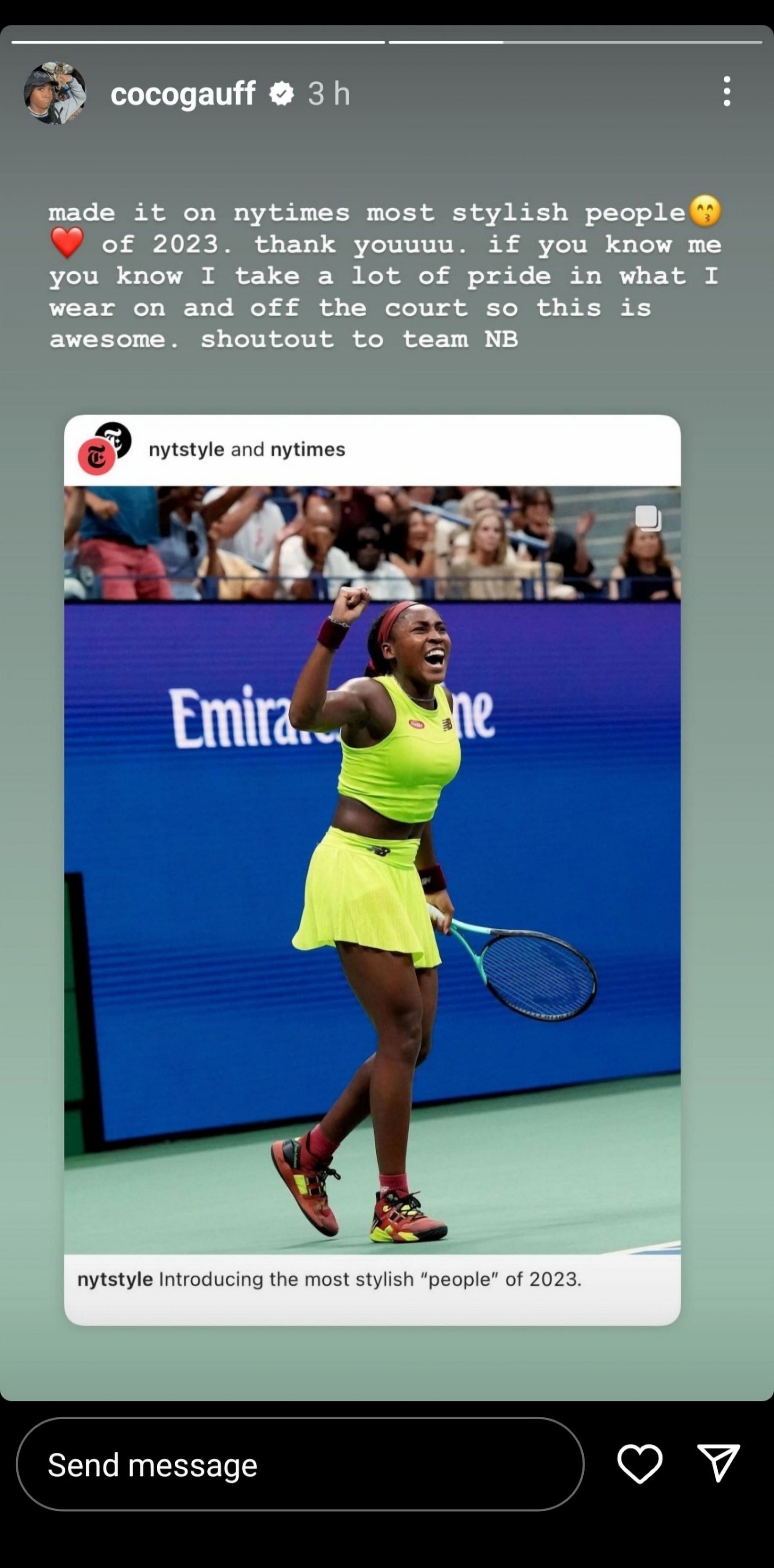 Coco Gauff&#039;s Instagram story