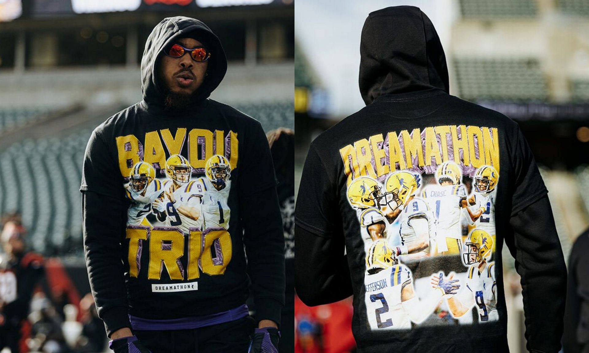 Justin Jefferson Reminisces His Lsu Days As Viking Wr Rocks “bayou Trio” Sweatshirt Ft Joe 