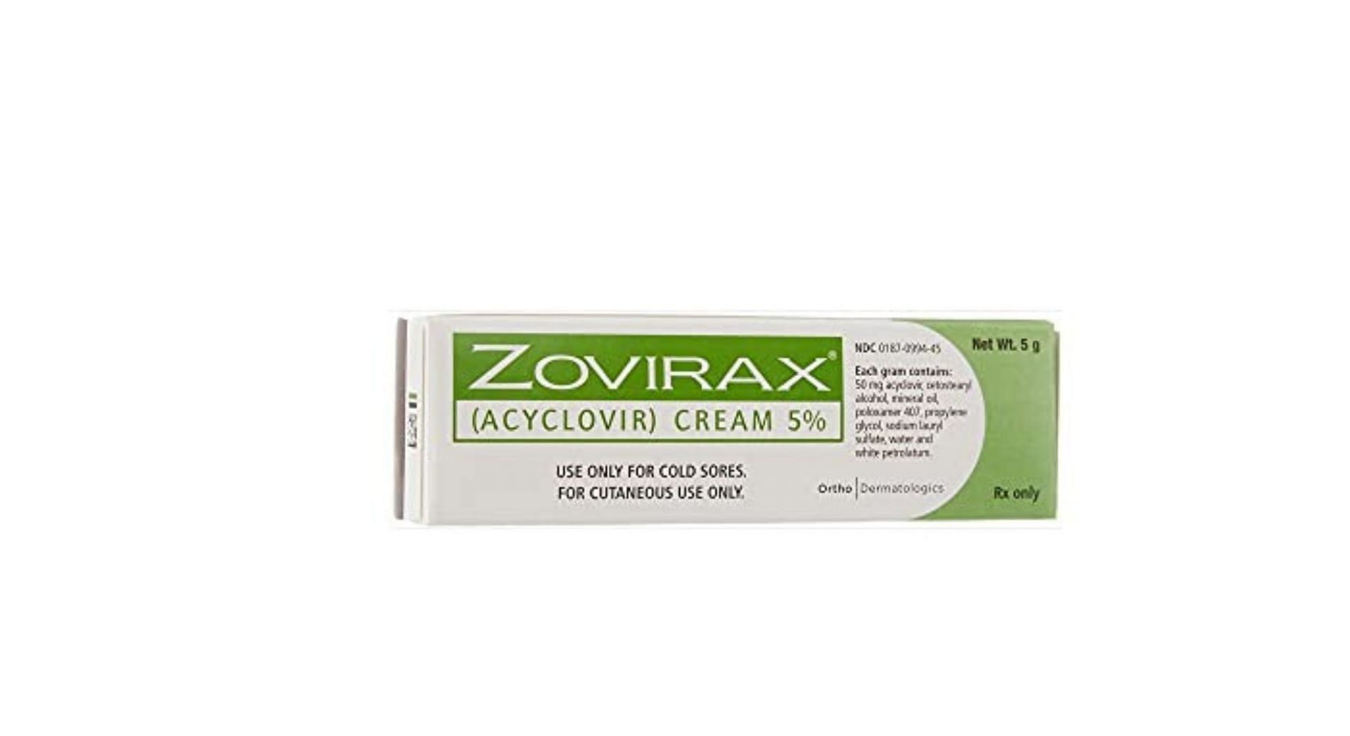 Zovirax (Acyclovir) 5% topical cream (Image via Amazon)