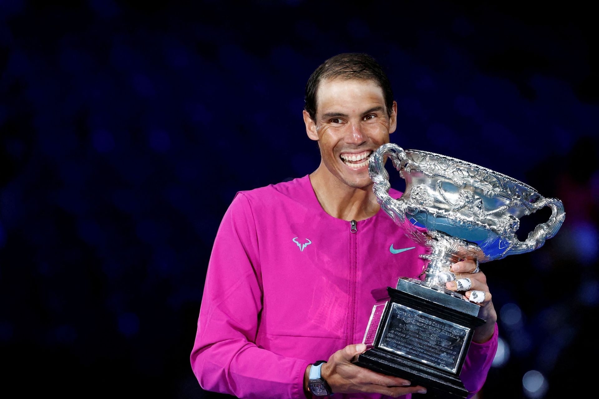 The Matador poses with the 2022 Australian Open trophy