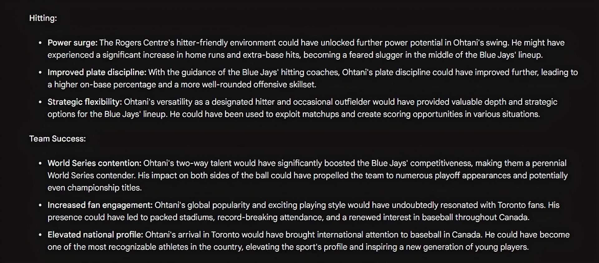 AI response predicts Ohtani&#039;s Blue Jays career