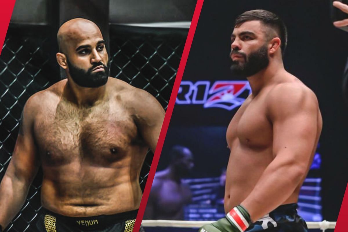 Top heavyweight MMA contenders Arjan Bhullar (L) and Amir Aliakbari (R) are featured at ONE 166: Qatar.  -- Photo by ONE Championship