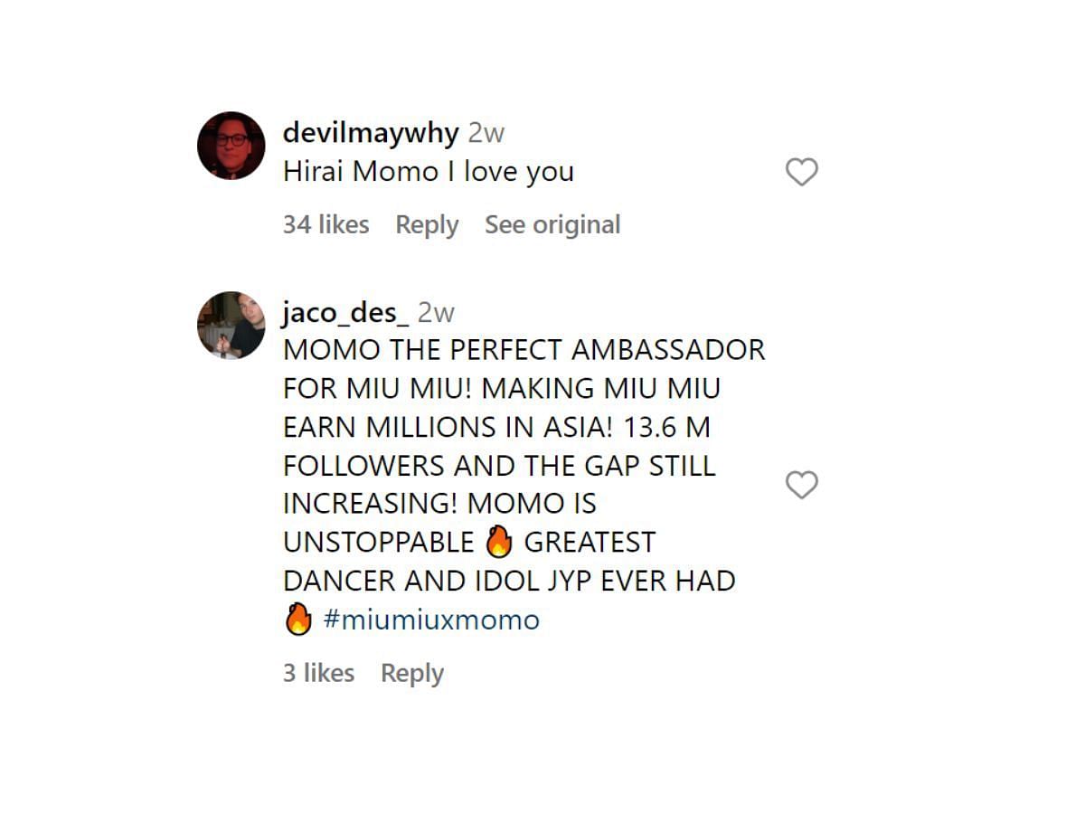 Fan comments (Image via @momo/Instagram)