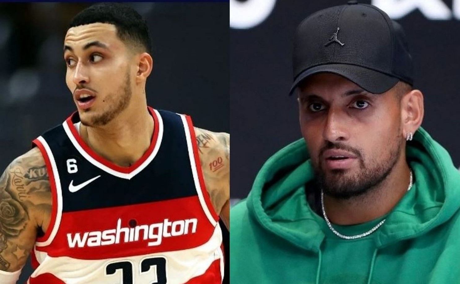 Tennis star Nick Kyrgios (R) is in disbelief that Washington Wizards forward Kyle Kuzma was signed to a lucrative contract.