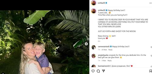 Caroline Wozniacki wishing Victoria Azarenka's son on his birthday