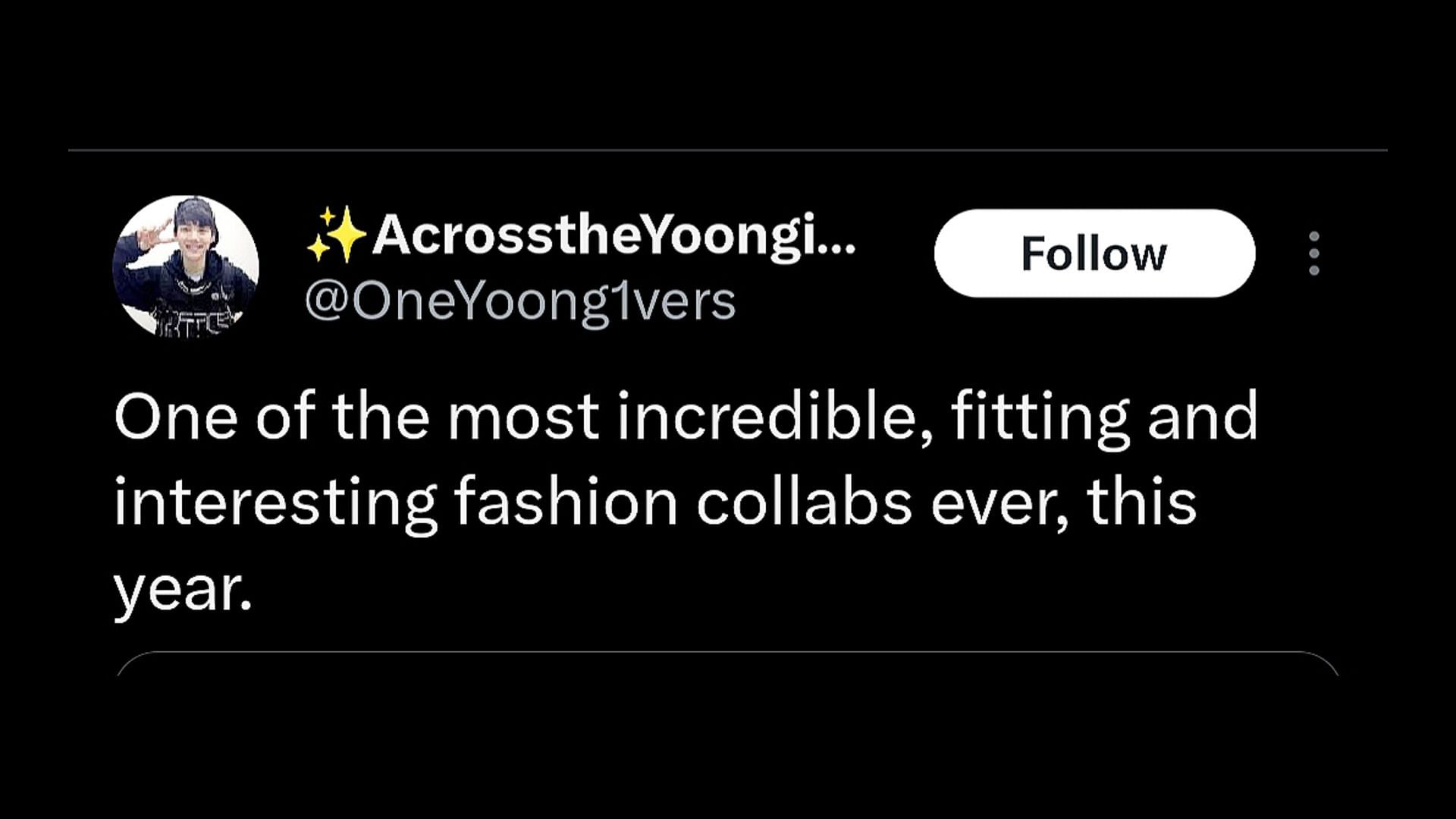 Fans rejoice as Min Yoongi&#039;s Valentino collaboration ranks one of the 10 Best Fashion Collaborations Of 2023 That Redefined Style by AUGUSTMAN (Image via X)