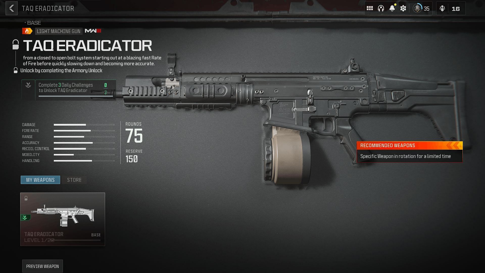 TAQ Eradicator weapon unlock challenge (Image via Activision)