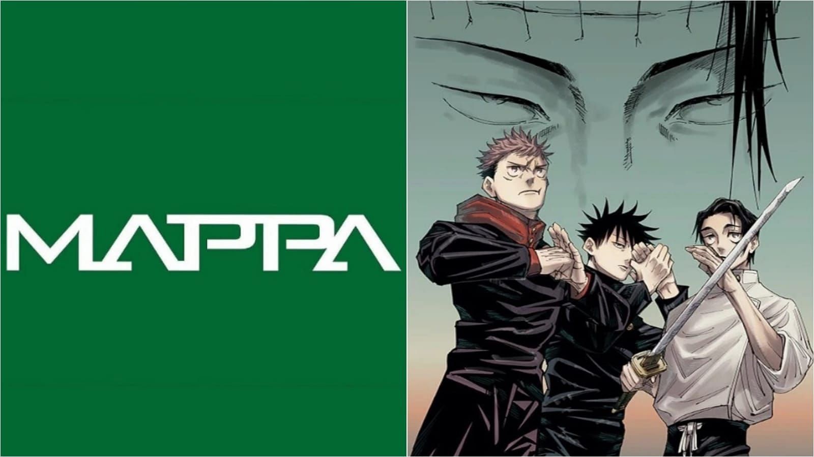 MAPPA logo and the cover for the Culling Game arc (image via MAPPA, Shueisha/Gege Akutami)