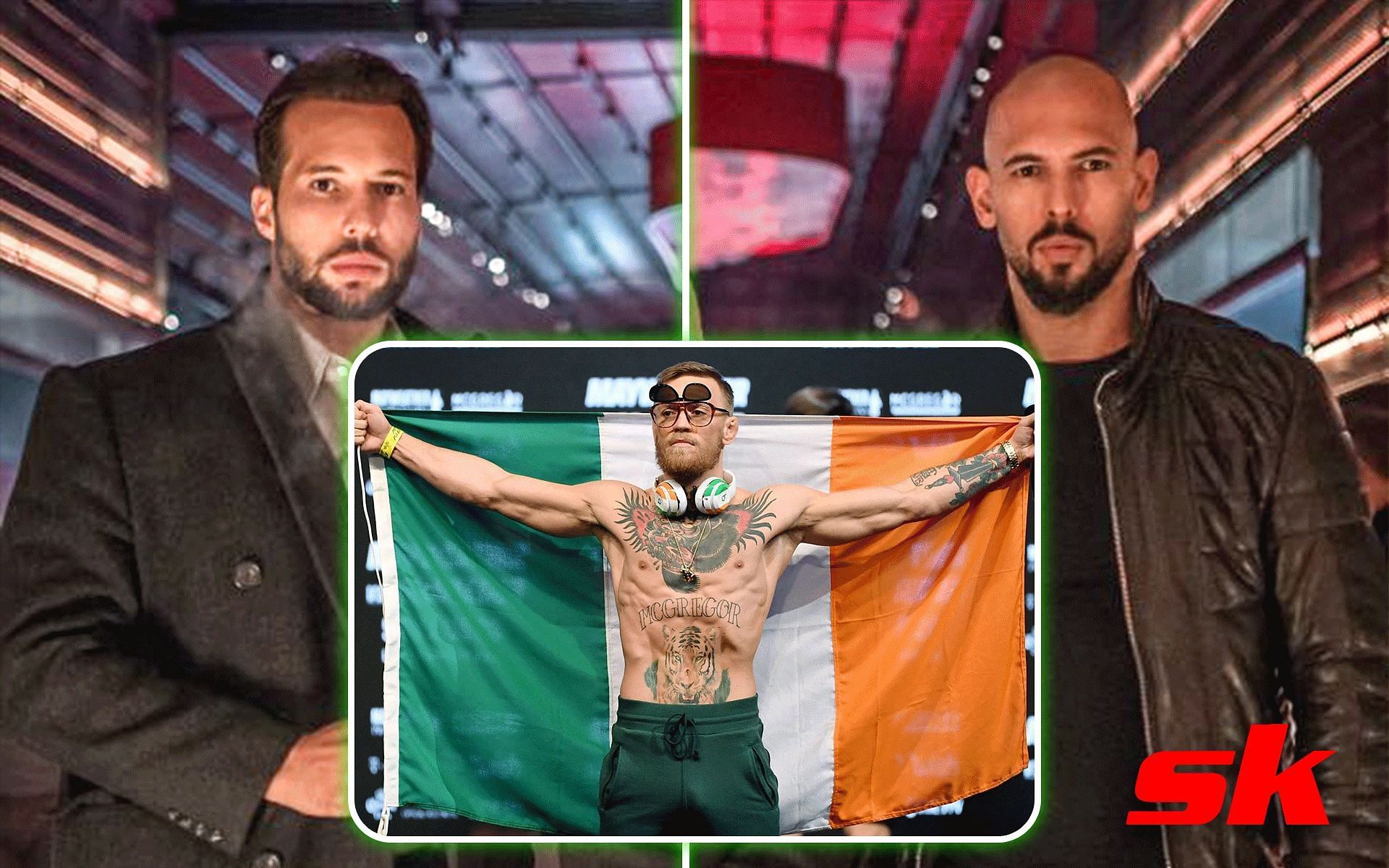Tristan Tate, Conor McGregor and Andrew Tate [Image via: Getty Images and @tatenews_ on X] 