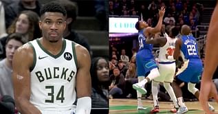 Watch: Giannis Antetokounmpo brutally injures ankle after stepping on Julius Randle's foot