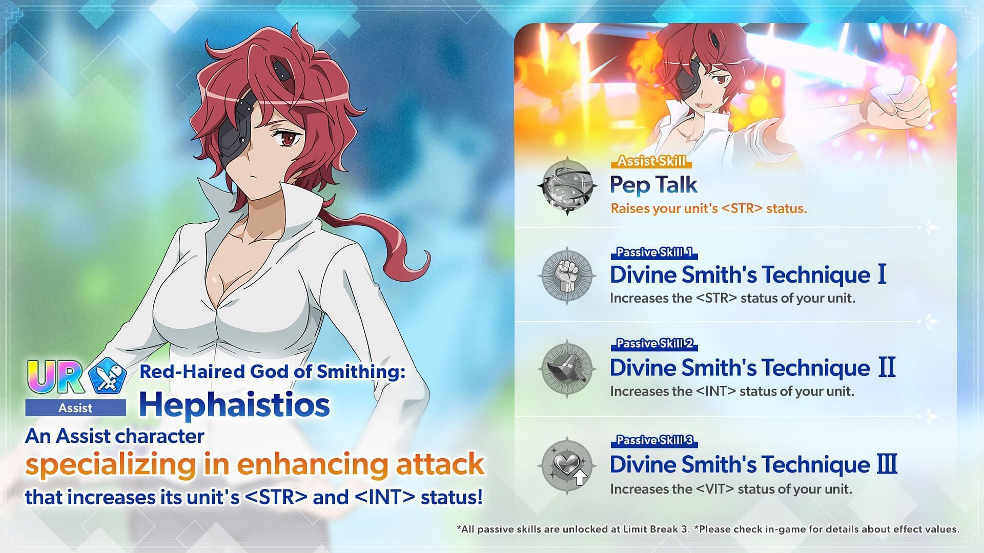 Red-Haired God of Smithing: Hephaistios in DanMachi Battle Chronicle. (Image via Aiming Inc.)