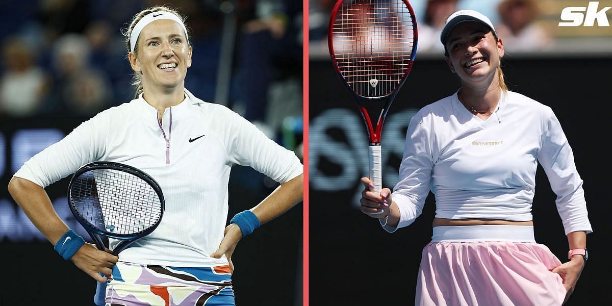 Victoria Azarenka (L) and Donna Vekic (R)