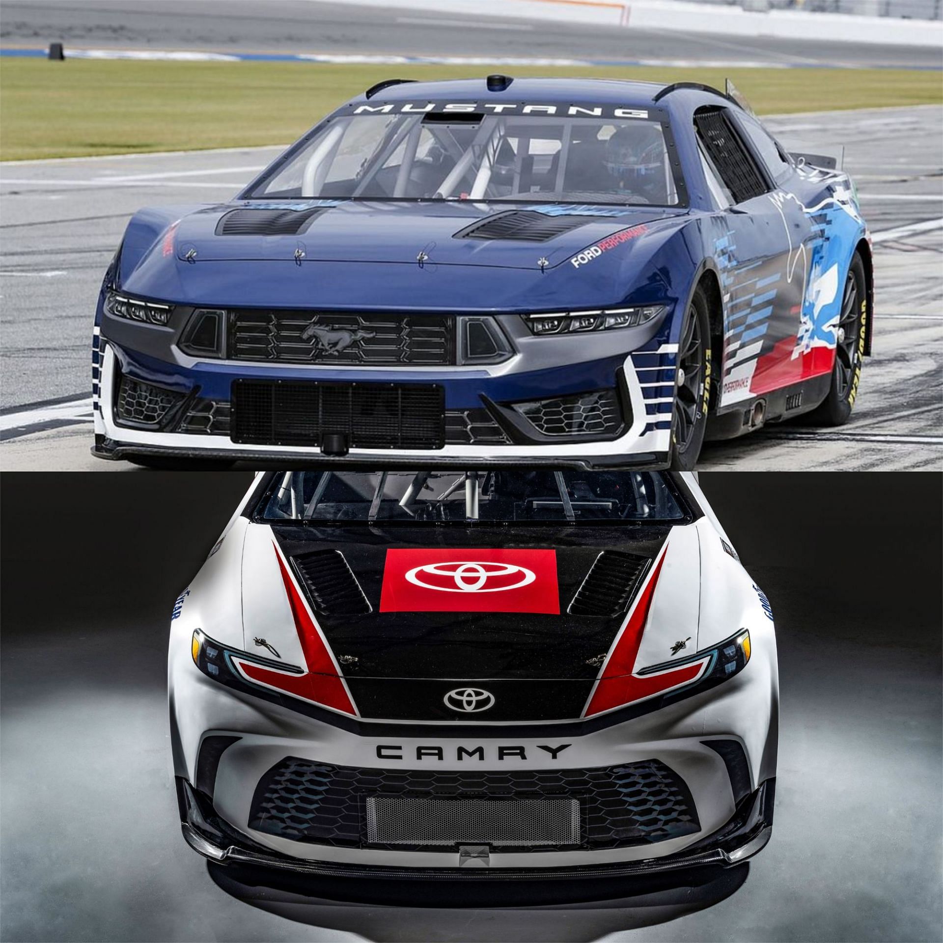 (Top-Bottom) New iterations of Ford (Mustang Dark Horse) and Toyota