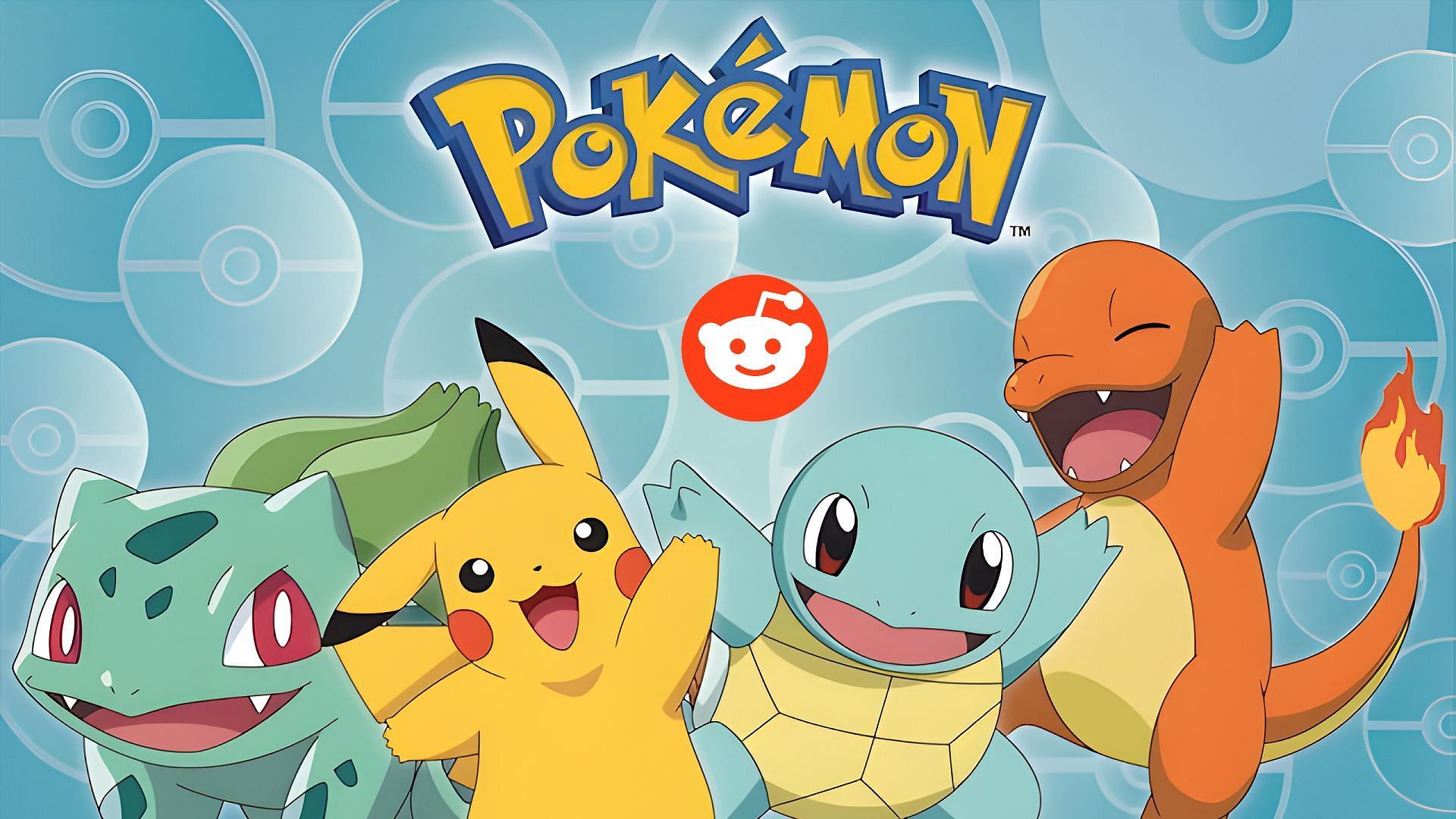 The Pokemon Pikachu, Squirtle, Bulbasaur, and Charmander cheer below the Reddit logo.