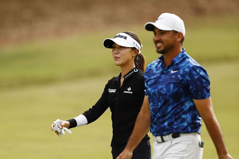 When will the leading duo Lydia Ko and Jason Day tee off at the 2023 ...