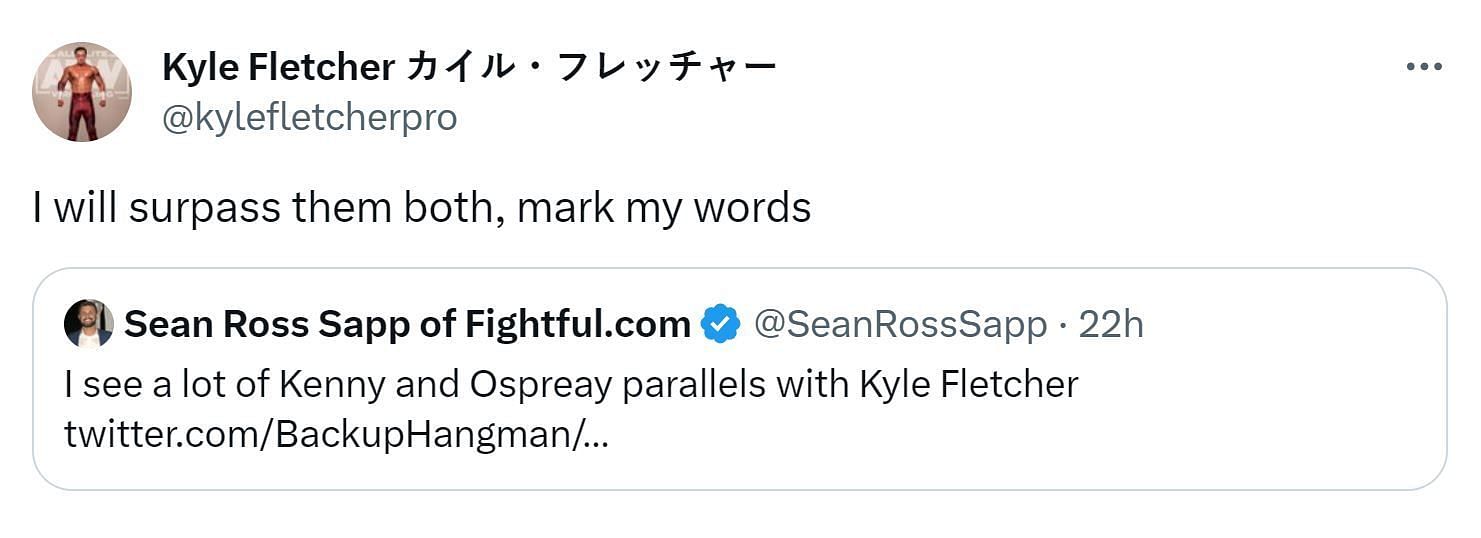 Kyle Fletcher&#039;s Twitter post