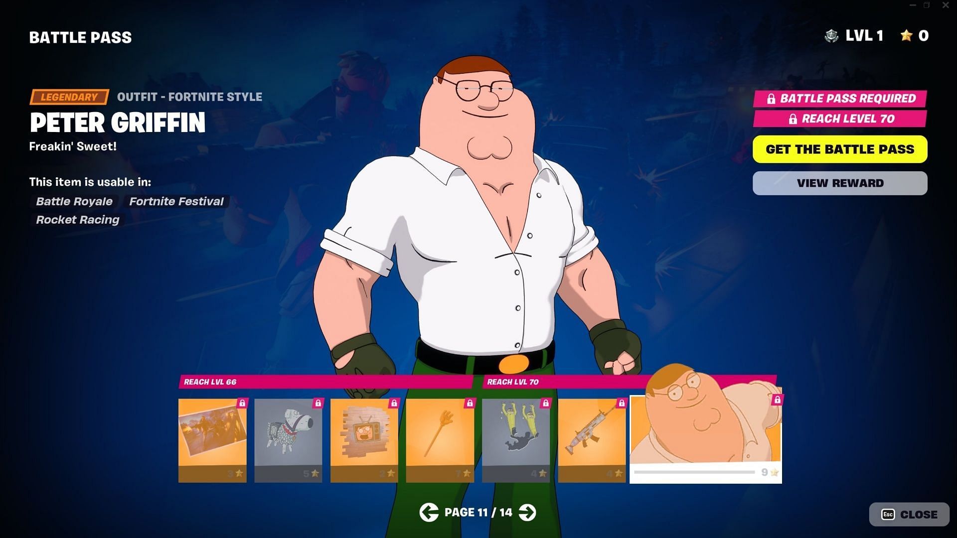 Peter Griffin in Battle Pass (Image via @iFireMonkey on X || Epic Games)