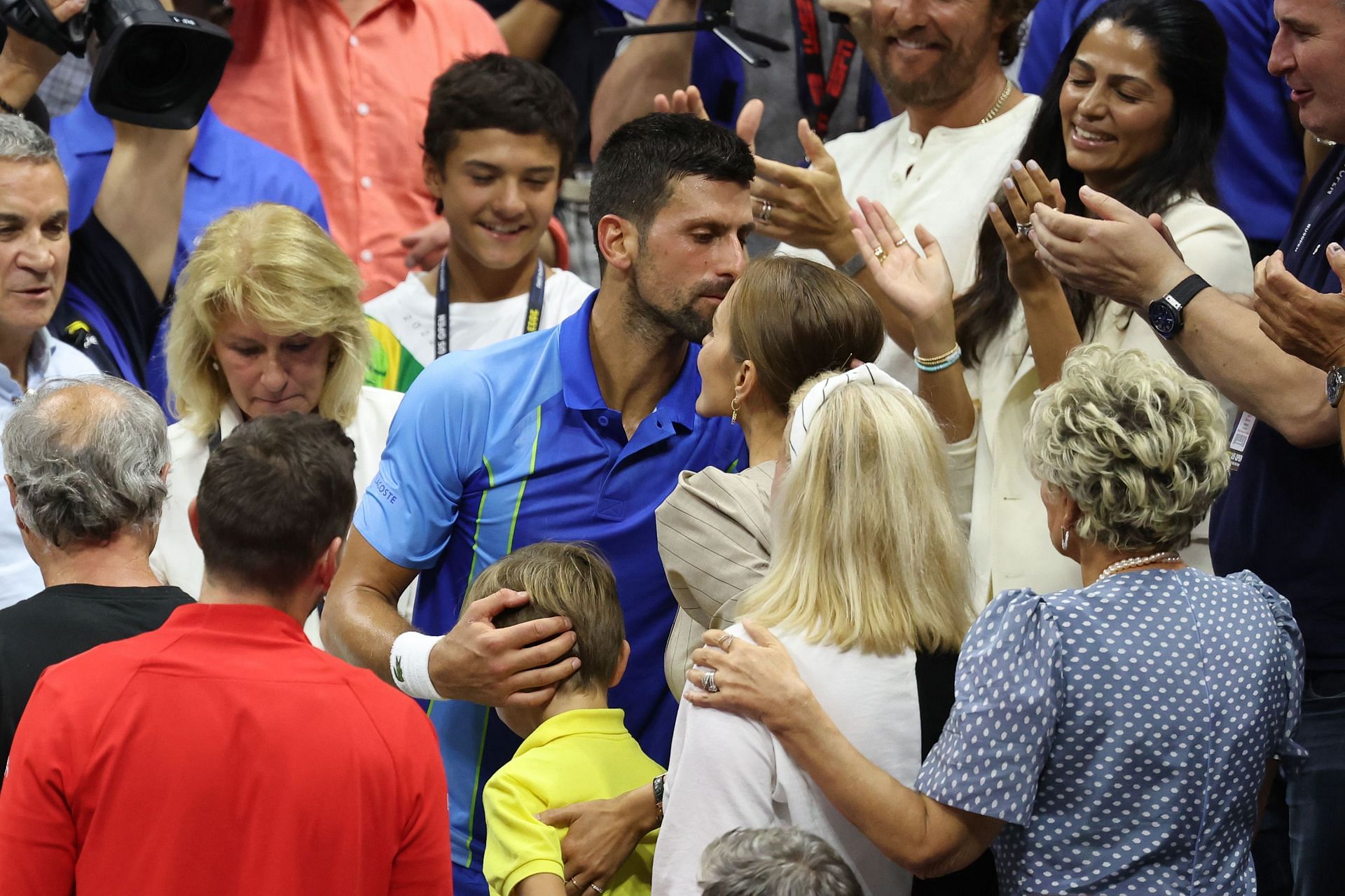 Novak Djokovic and wife Jelena at the 2023 US Open.