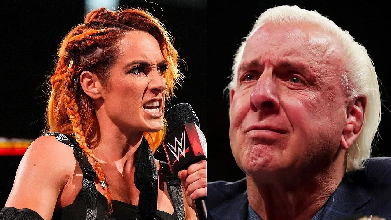 Becky Lynch (left); Ric Flair (right)