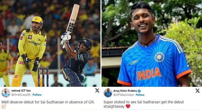 "Well deserve debut for Sai Sudharsan in absence of Gill" - Fans react to Sai Sudharsan’s debut in IND vs SA 1st ODI