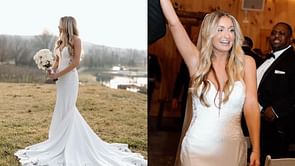 Yankees star Ron Marinaccio's bride, Gianna Fiore, radiates in a $2,500 Allure Bridals Gown and Jimmy Choo Heels for their wedding