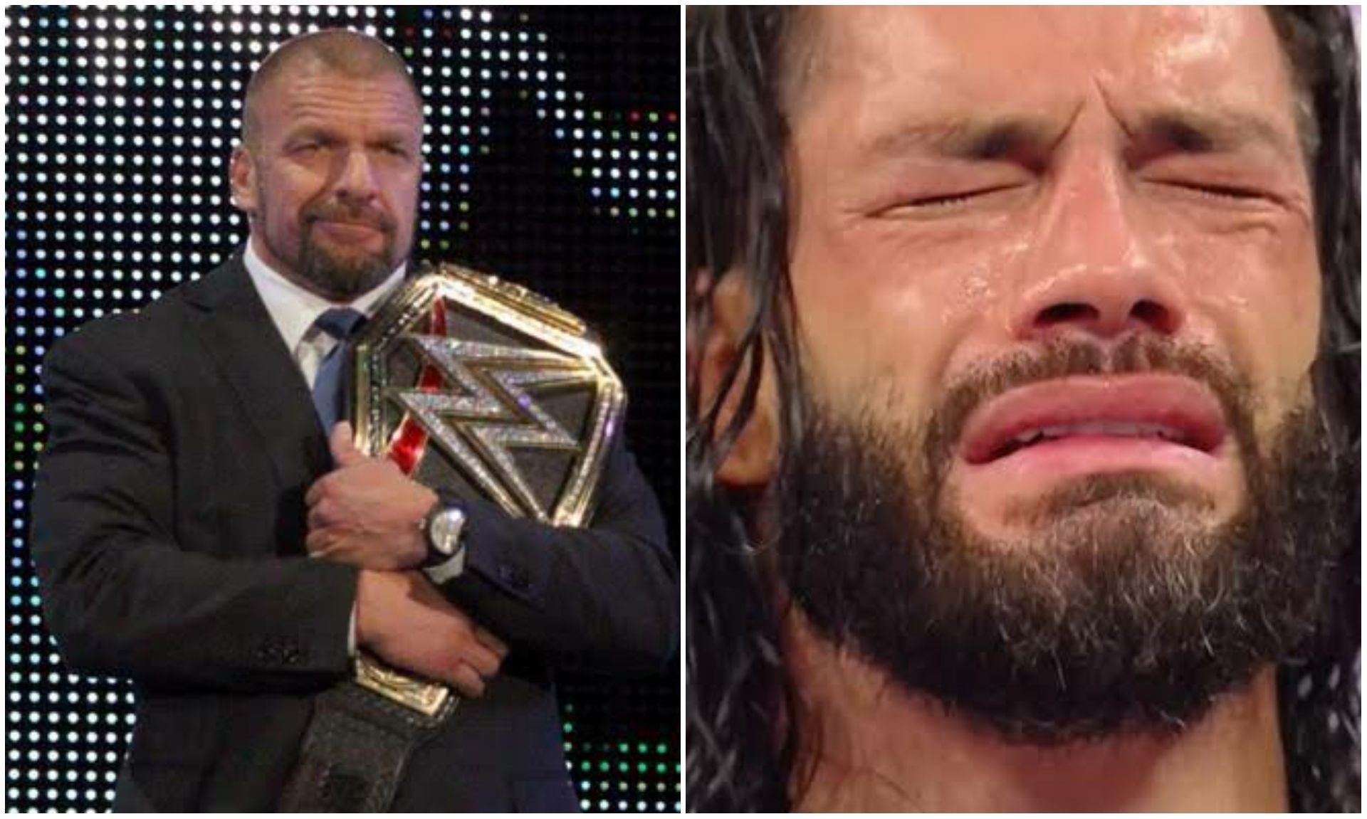 Triple H (left); Roman Reigns (right)