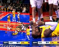 WATCH: LeBron James trips over TJ McConnell in a scary-looking fall