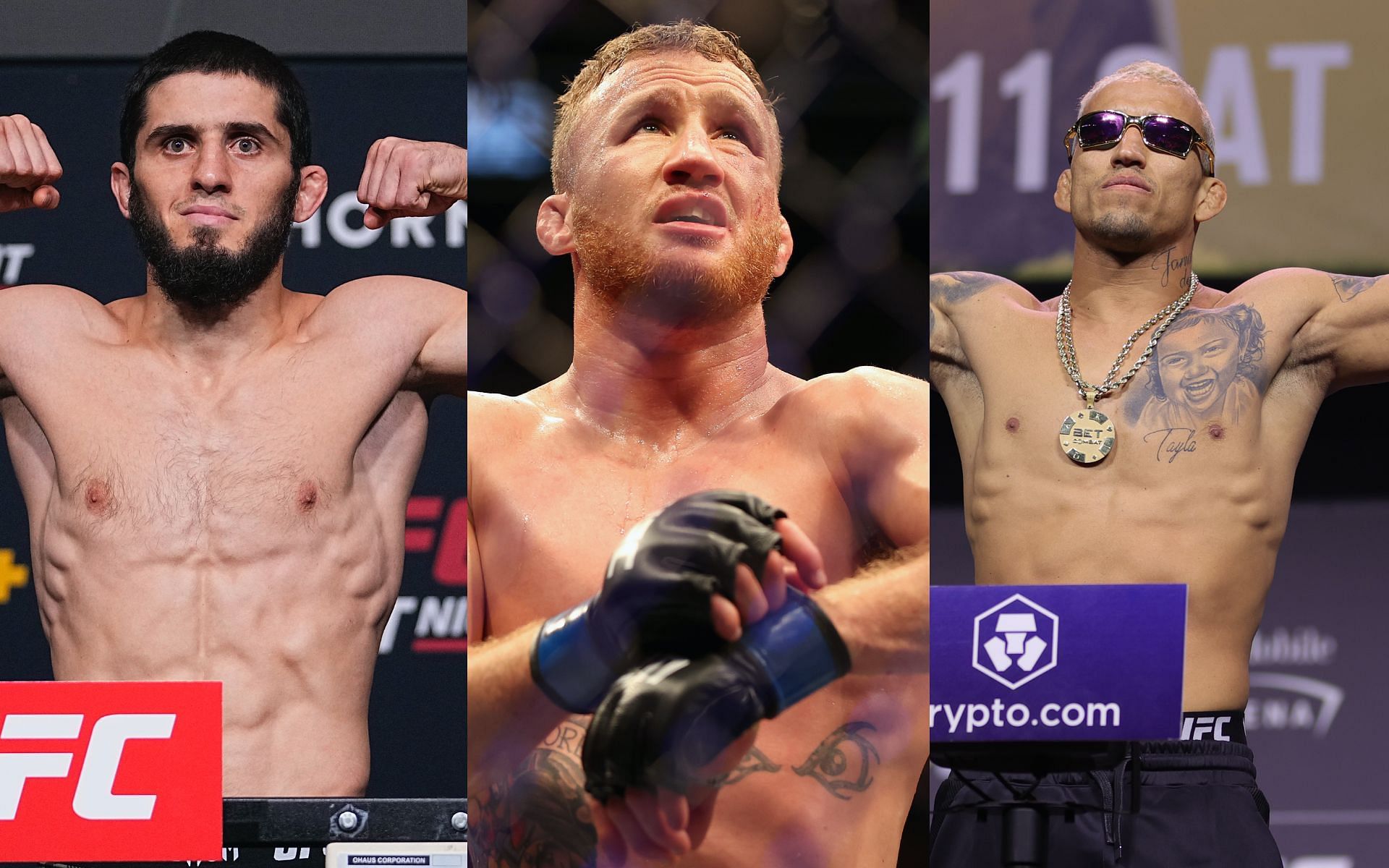 Islam Makhachev, Justin Gaethje and Charles Oliveira [Image via: Getty Images] 