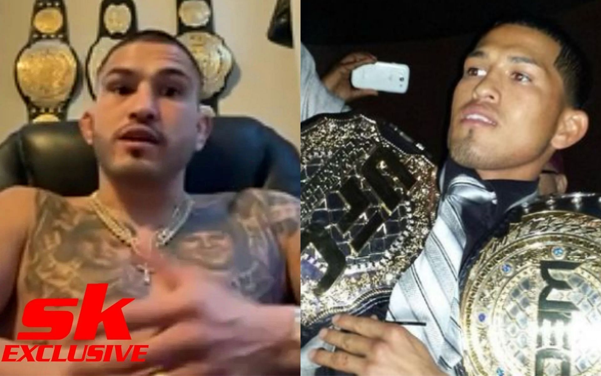 Anthony Pettis [Left] says he would tell his younger self [Right] to not be afraid to fail [Image courtesy: Sportskeeda MMA Originals - YouTube, and @showtimepettis - Instagram]