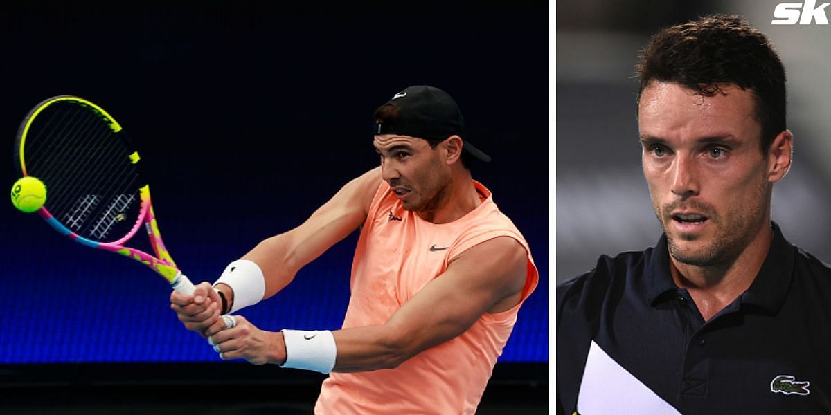 Rafael Nadal (L) and Roberto Bautista Agut (R)