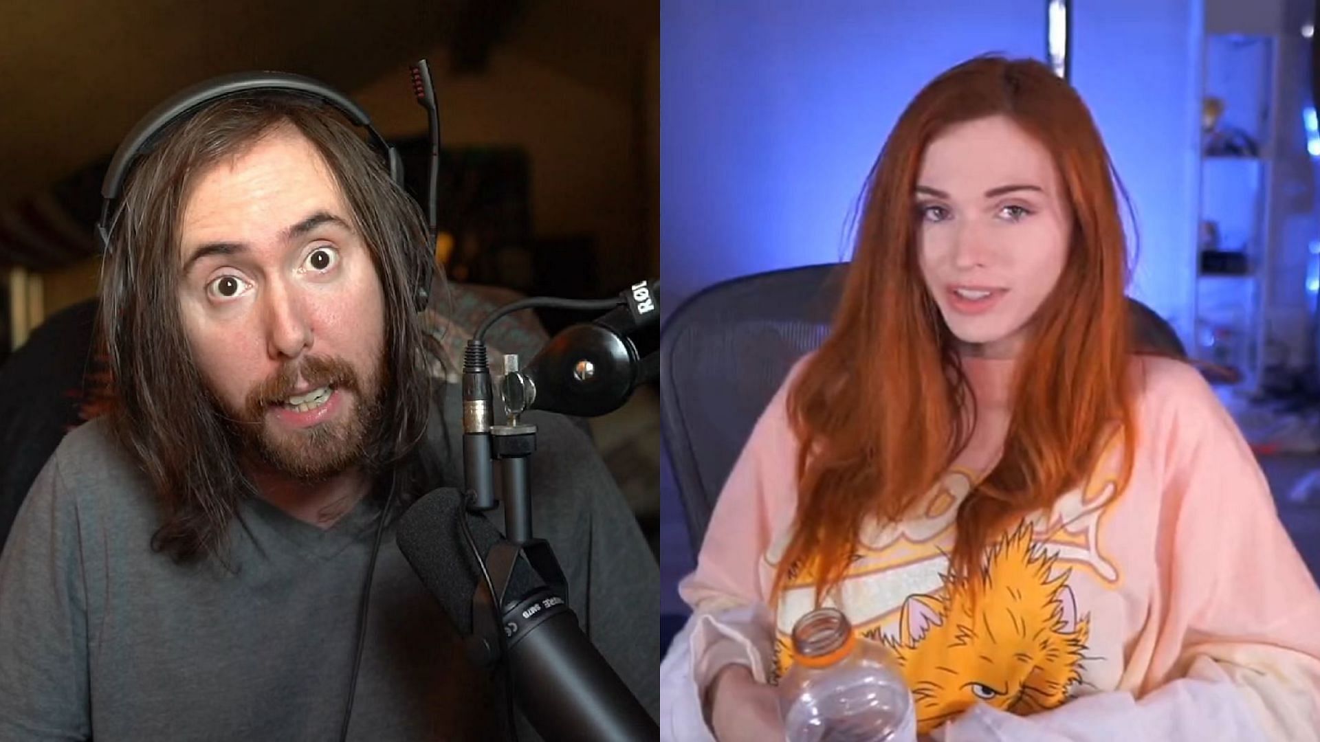 Asmongold talks about the Amouranth husband scandal (Image via Zackrawrr/Twitch, Amouranth/Twitch)
